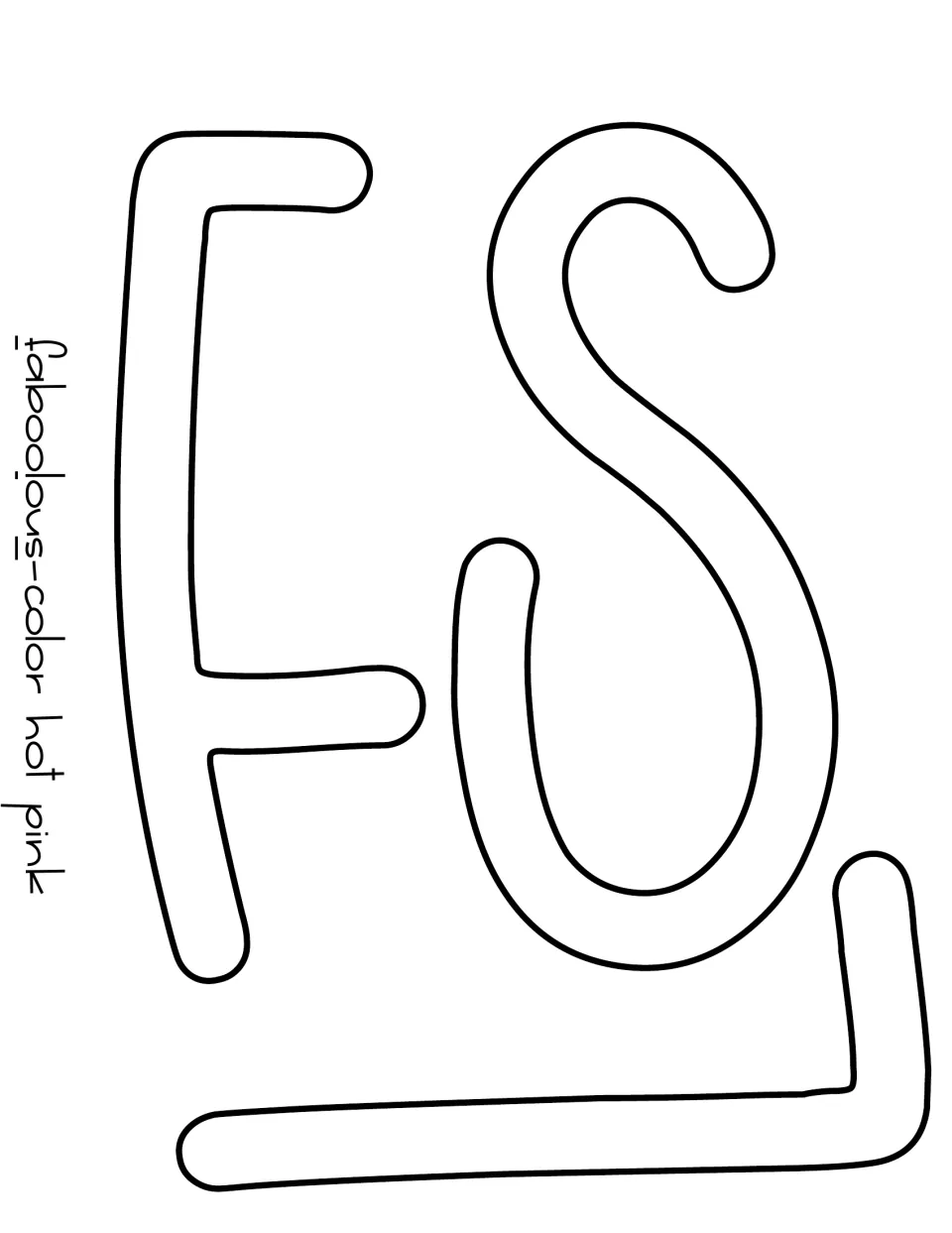 Door display letter templates F, L, and S belong to “Faboolous,” with instructions to color them hot pink.