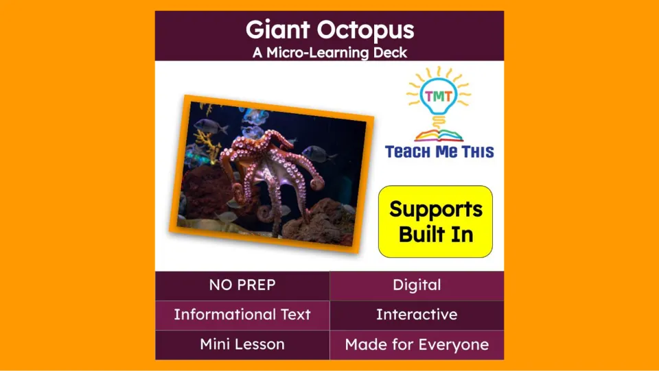 Cover of the giant octopus micro-learning deck, labeled digital and interactive, with built-in supports