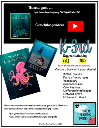 "Octopus" Worksheet Packet – cover