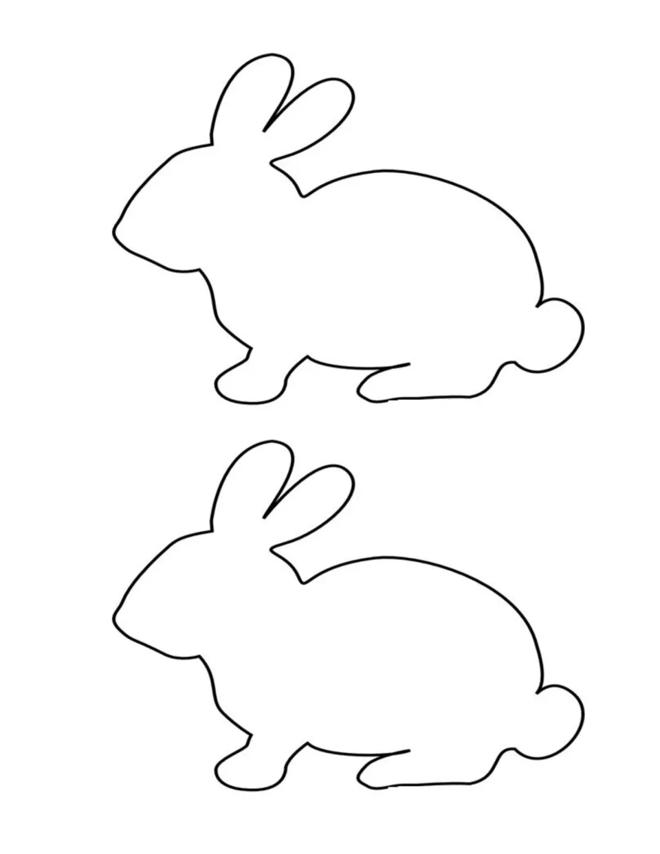 Rabbit template: two blank bunny outlines for students to cut out and fill with their motivators, front and back