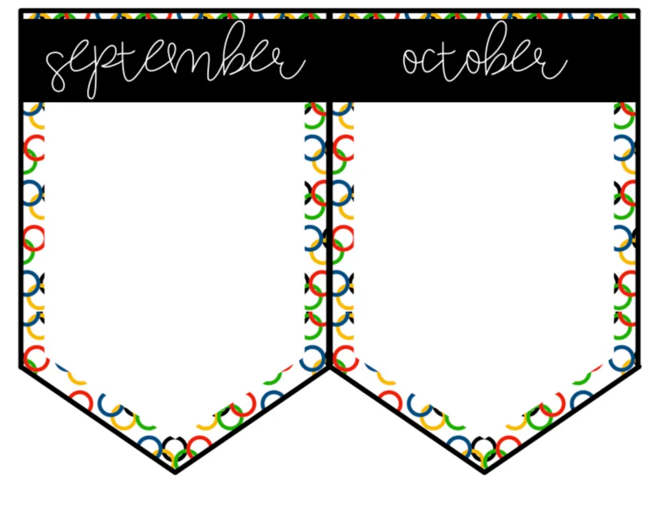 September and October birthday banner pennants with lowercase script labels, ready for student birthdays