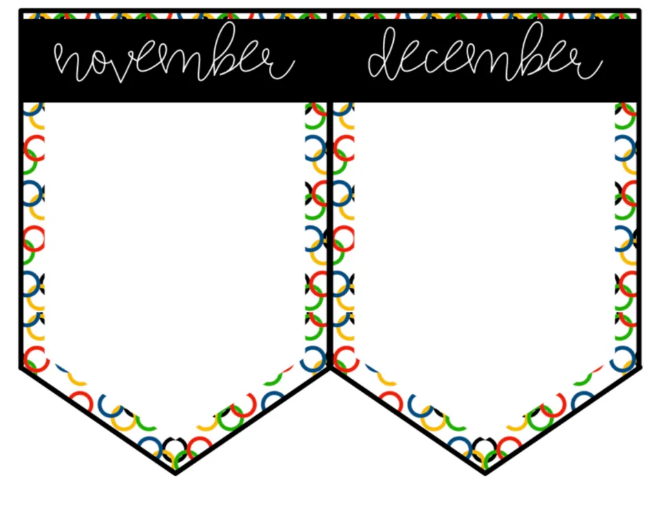 November and December birthday banner pennants with lowercase script labels, ready for student birthdays
