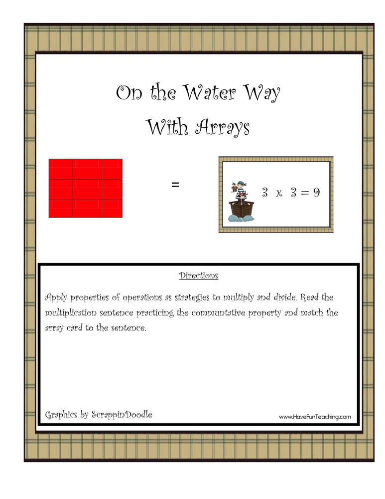 On the Water Way with Arrays Activity teaching resource preview