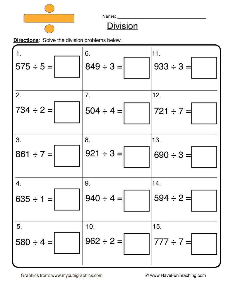 one digit division worksheet by teach simple