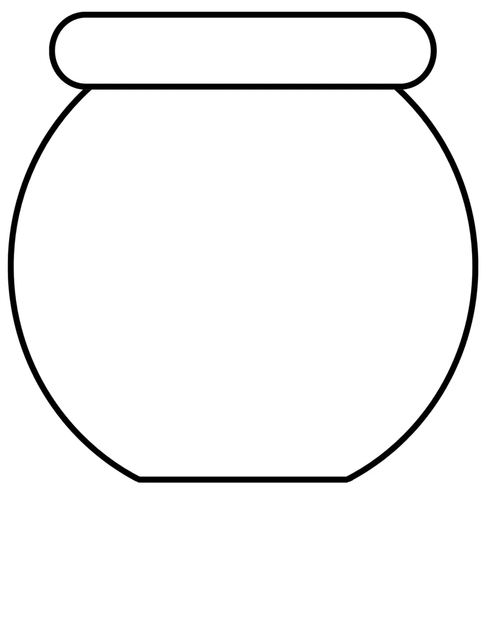 Fishbowl template: a blank outline of a round bowl with a rim for students to cut out as the base of the addition craft