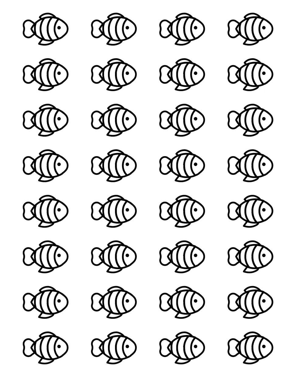 Small striped fish counters: 32 mini fish for students to cut out and use when building addition sums in the bowl