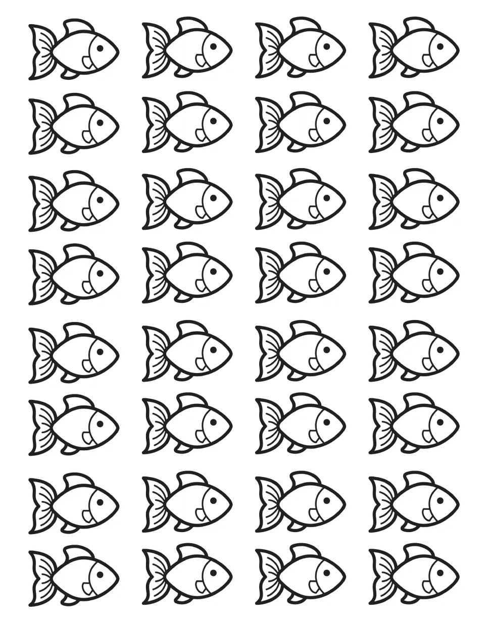 Small fan-tailed fish: 32 mini fish for students to cut out and count when joining two groups to add
