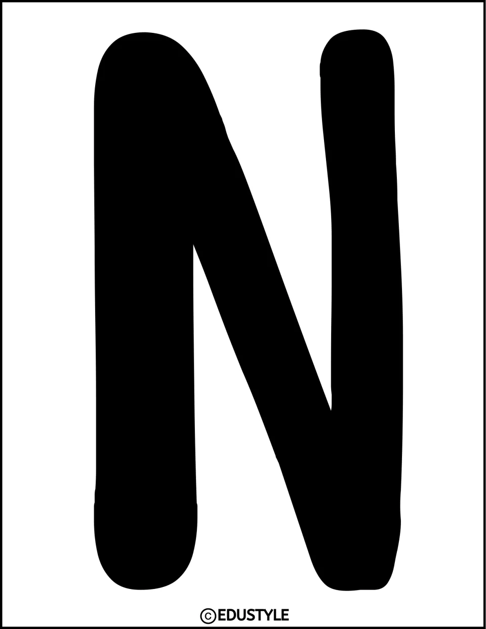 Black uppercase N for the bulletin board or door display title, printed as a single large cut-out letter