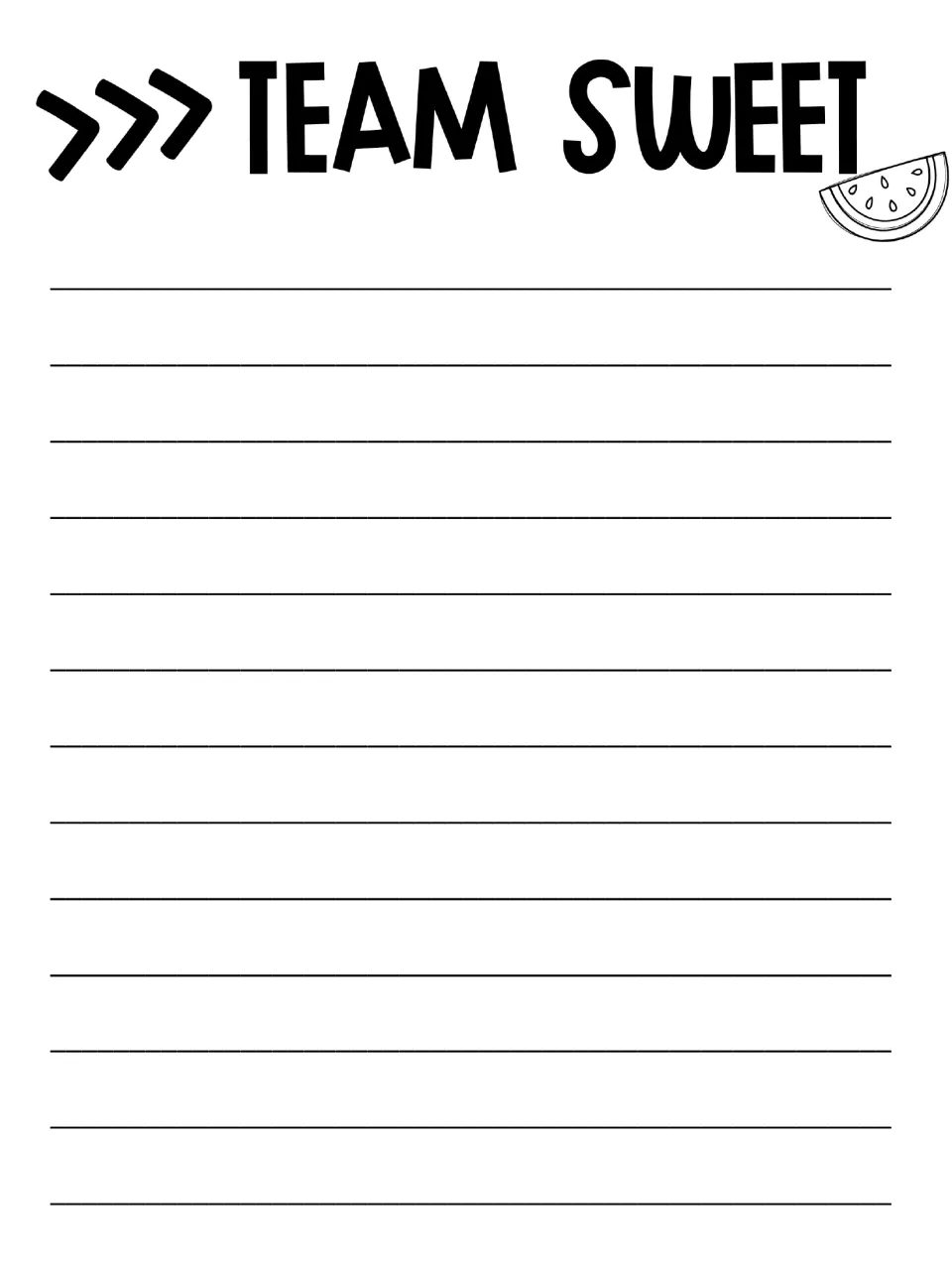 Team Sweet writing paper provides space for students to write an opinion piece supporting sweet flavors.