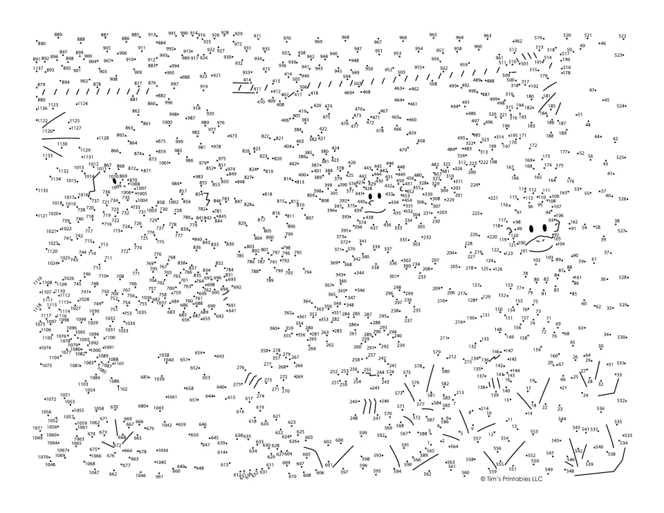 Orangutan dot-to-dot activity: numbered dots to connect and reveal three orangutans swinging through trees