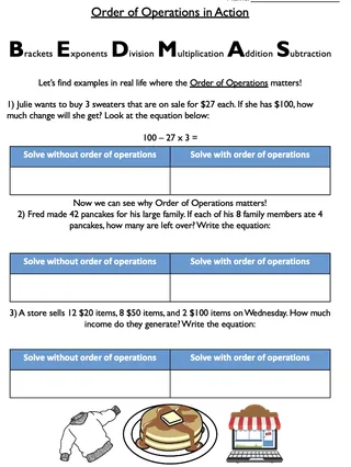 Order of Operations – 5 Real-Life BEDMAS Scenarios – sample page 2