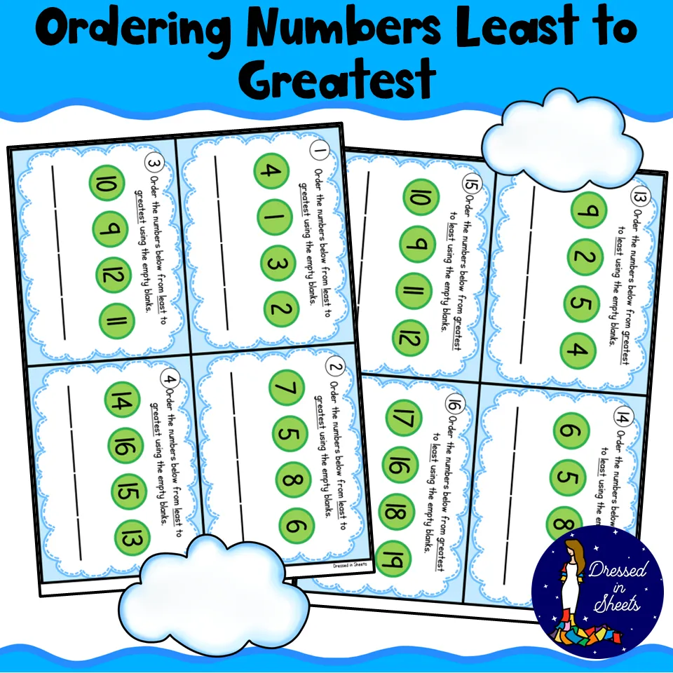 Ordering Numbers Least To Greatest Task Cards – cover