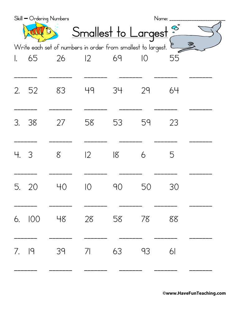ordering numbers worksheet by teach simple