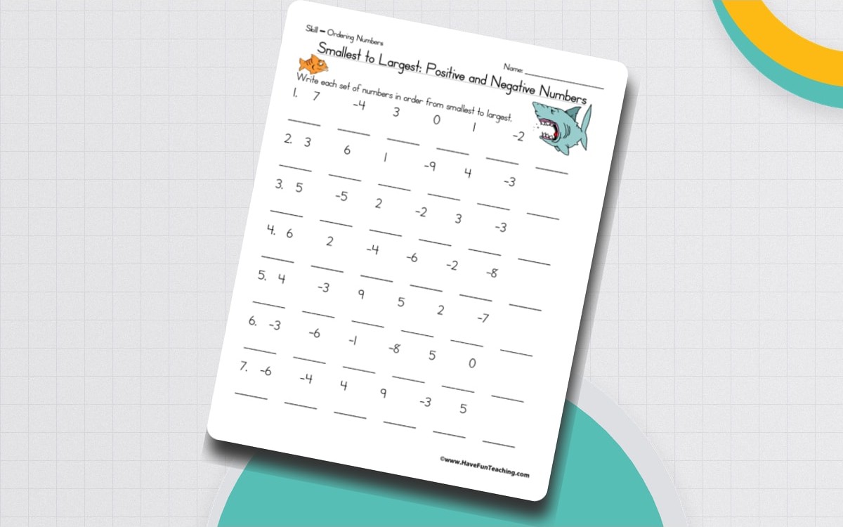 Ordering Positive and Negative Numbers – Worksheet preview: Eight integer-ordering sets