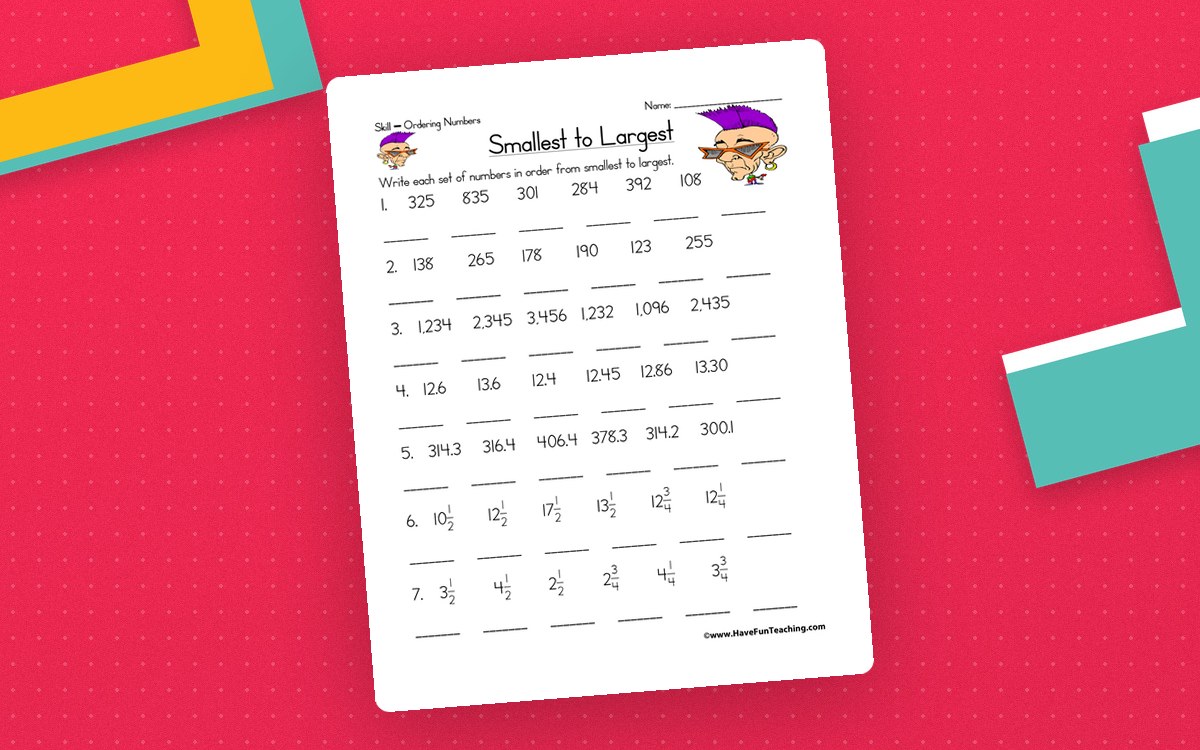 Ordering Sets of Numbers Worksheet preview