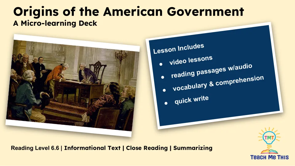 Lesson overview lists video lessons, reading passages with audio, vocabulary and comprehension, and a quick write