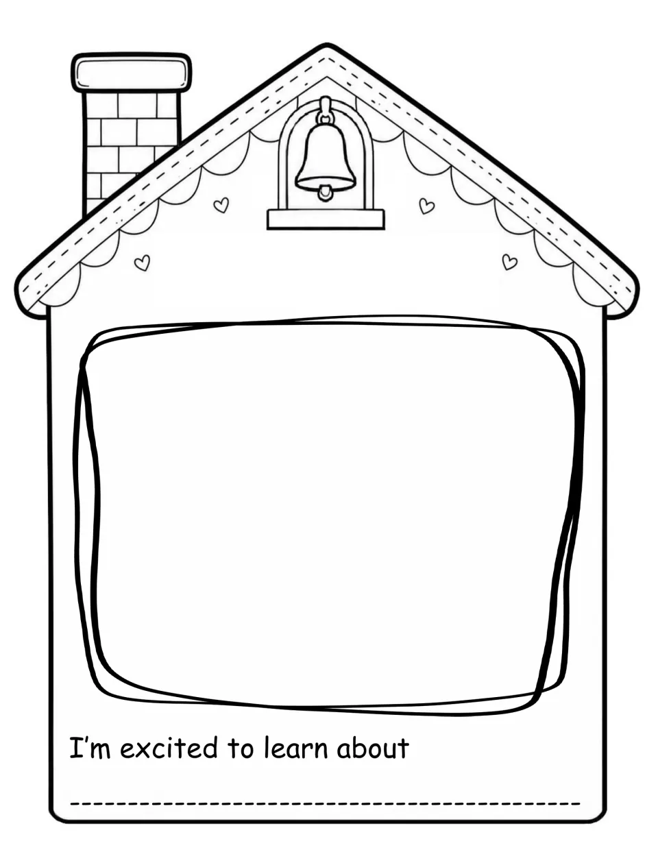 Learning goals drawing and writing: students draw a topic and finish the sentence I'm excited to learn about