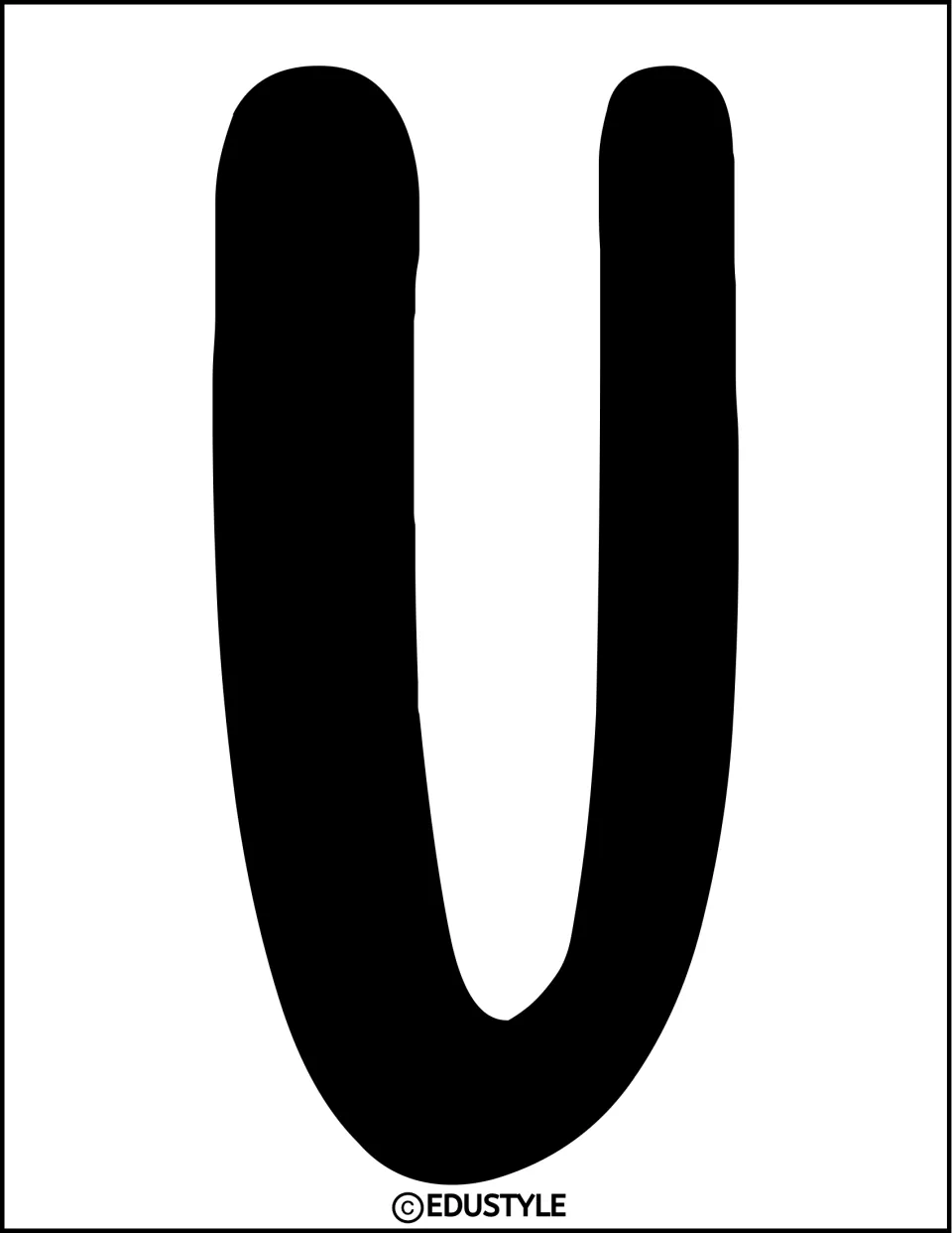 Display lettering: a full-page solid black capital U to cut out and pin up in the class heading