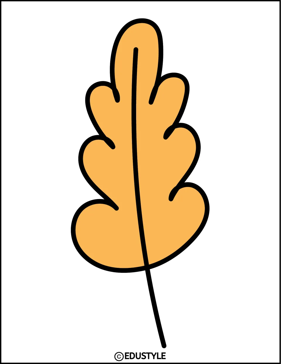 Single large golden autumn leaf cutout with a black stem, part of the Thanksgiving classroom decor kit