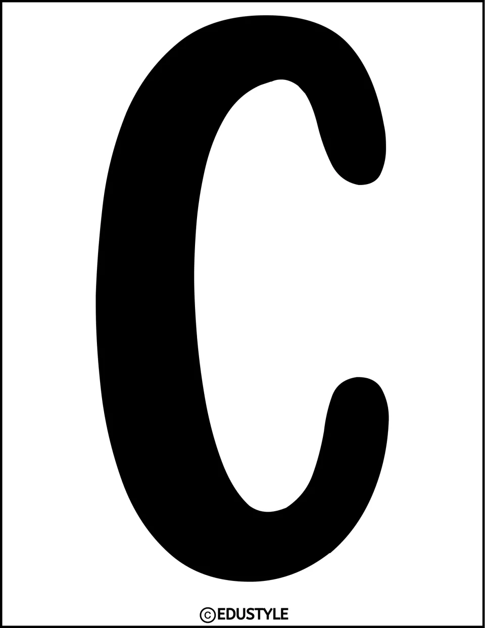 Display letter C in solid black, one of the individual letters in the Cowboy Christmas classroom decor kit