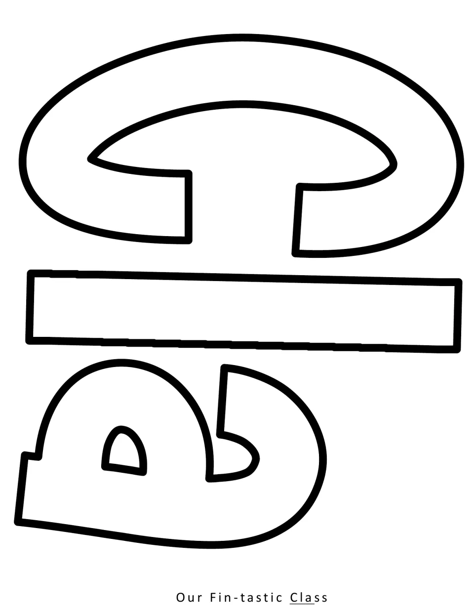Outlined capital C, letter l and letter a, the first three letters of Class, set sideways to print, color and trim