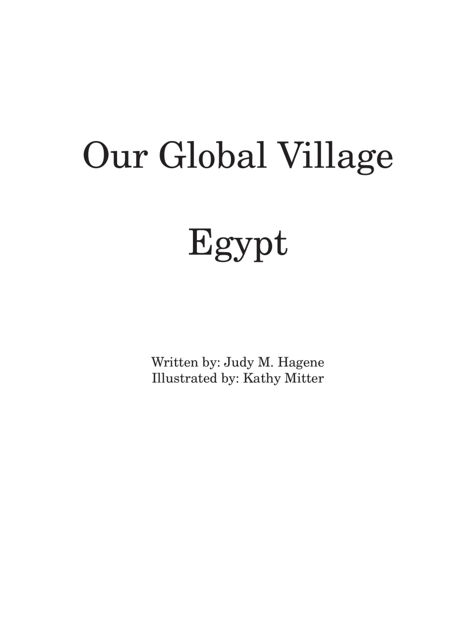 Title page for the Egypt guide, naming Judy M. Hagene as the writer and Kathy Mitter as the illustrator