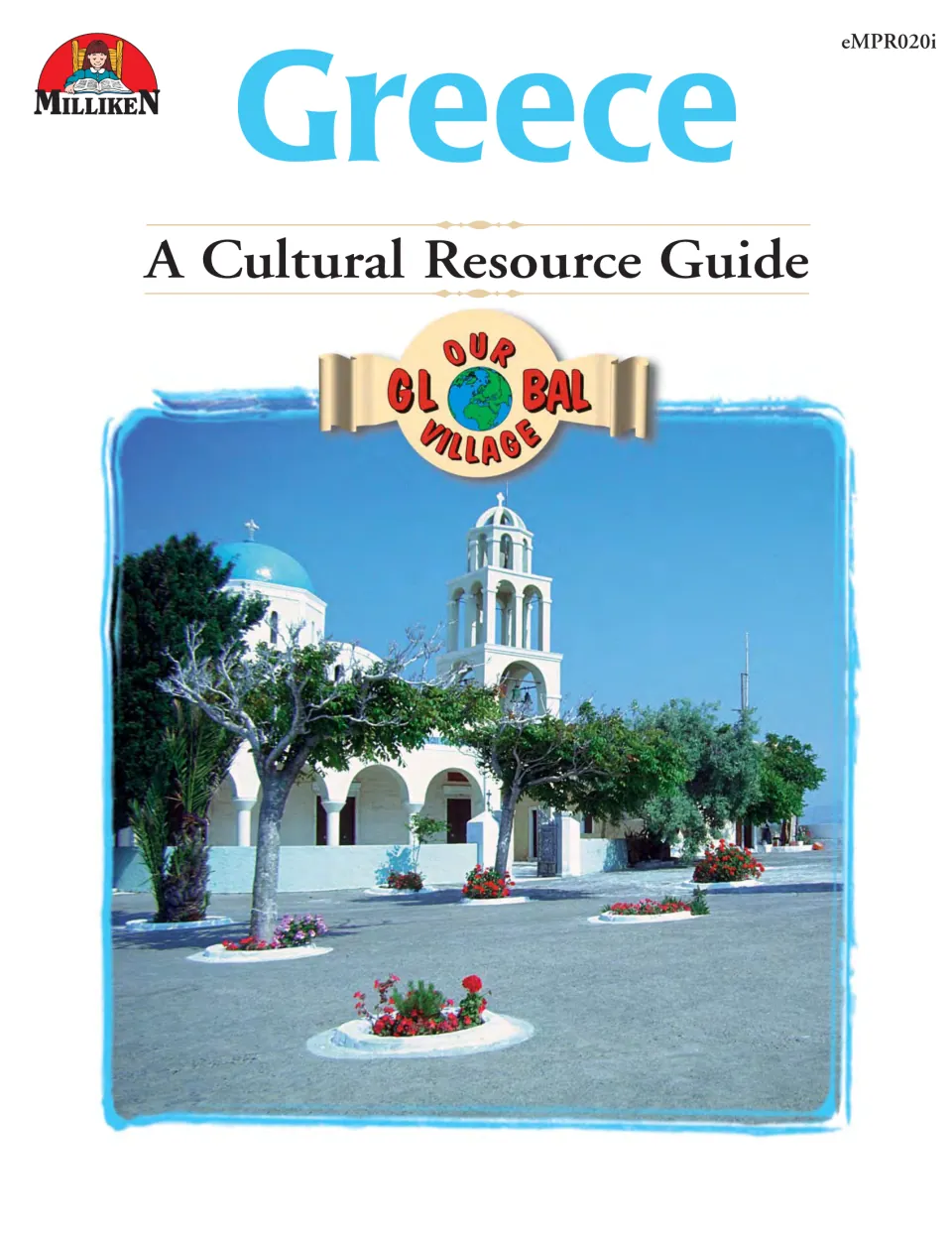 Cover of the Greece cultural resource guide, featuring a photograph of a church beside a paved square