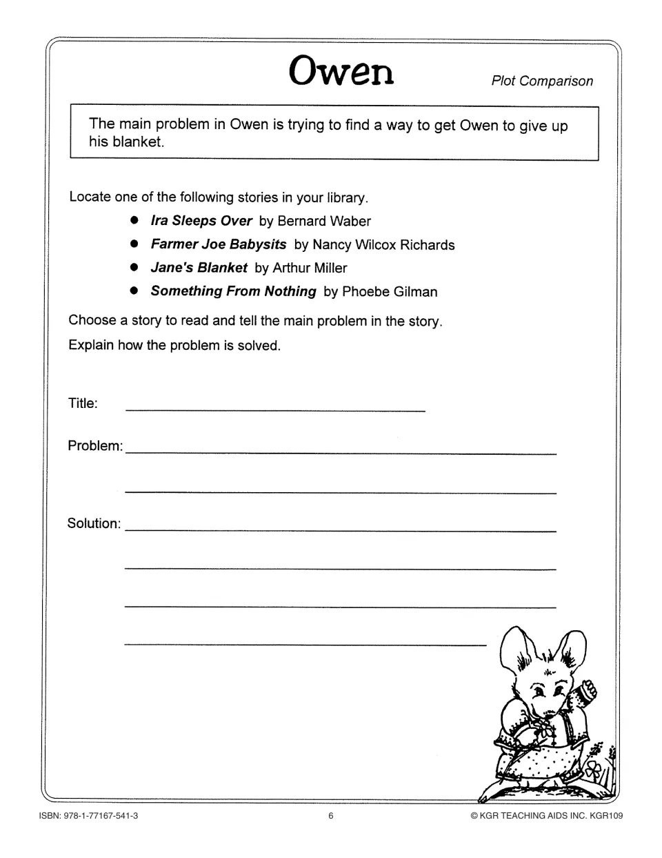 Plot comparison activity asking students to choose one of four related stories and identify its problem and solution