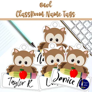 Owl Classroom Name Tags – preview