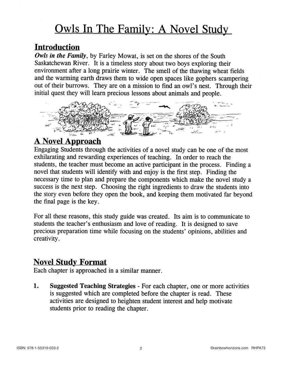 Novel study introduction: story setting, teaching approach, and suggested activities before each chapter