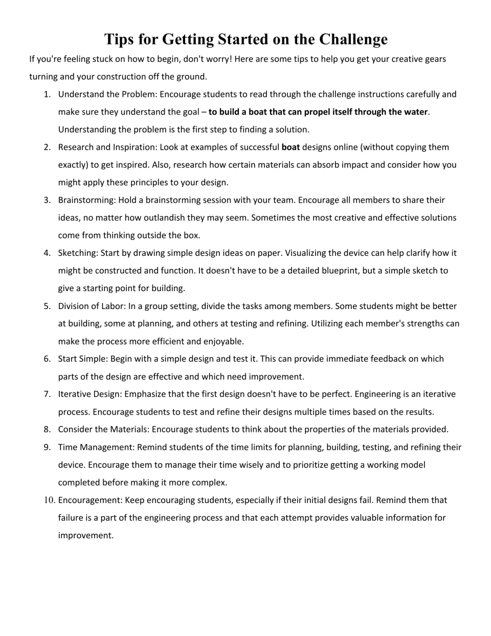 Tips for getting started: ten tips from understanding the problem and brainstorming to iterative design and time management
