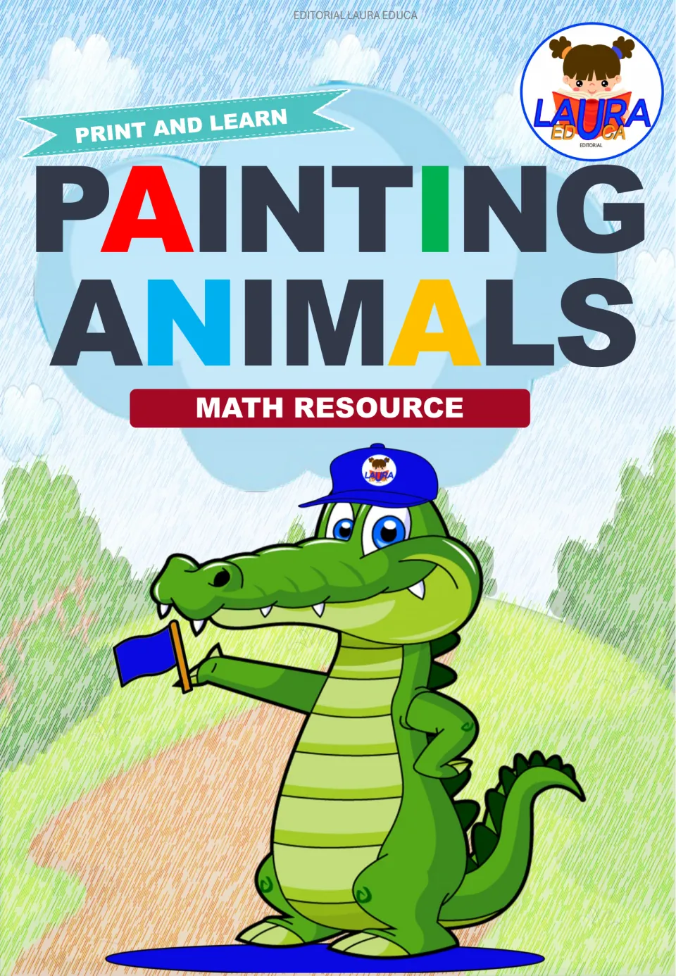 Cover of Painting Animals, an addition and subtraction coloring resource, labeled 'Print and Learn'