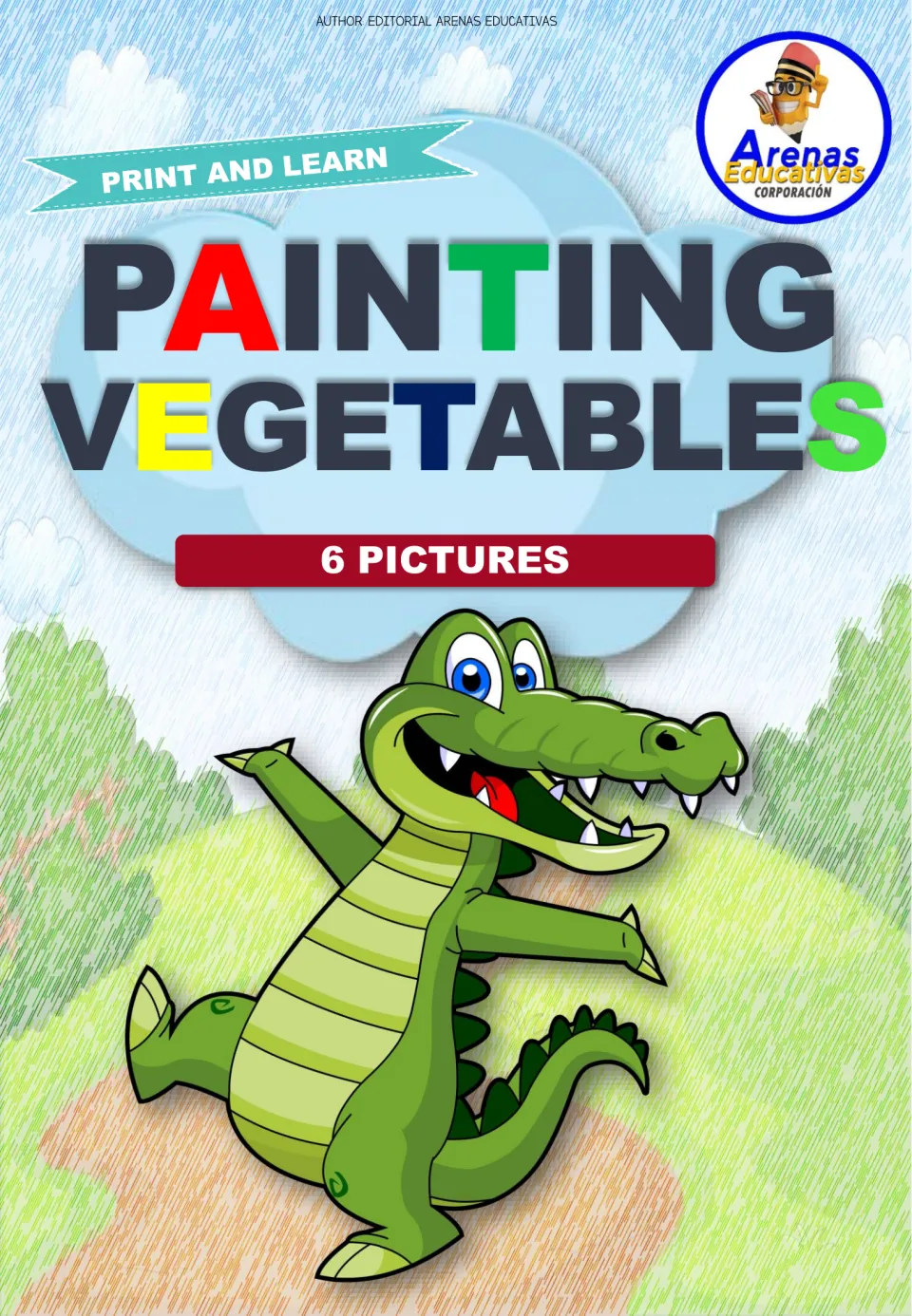 Cover of Painting Vegetables, a Spanish vocabulary coloring resource labeled '6 Pictures' and 'Print and Learn'