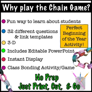 Paper Chain Get-to-Know-You Activity | Perfect Back to School Game | Editable – preview 3