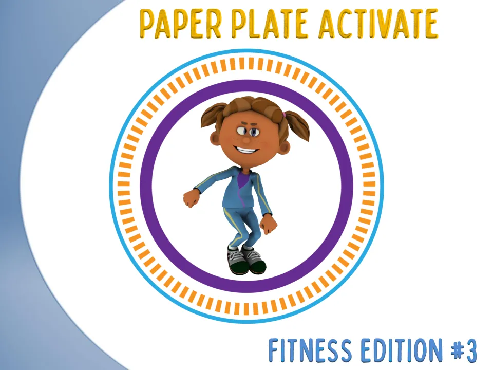 Cover of Paper Plate Activate - Fitness Edition #3, a PE resource with illustrated exercise station plates