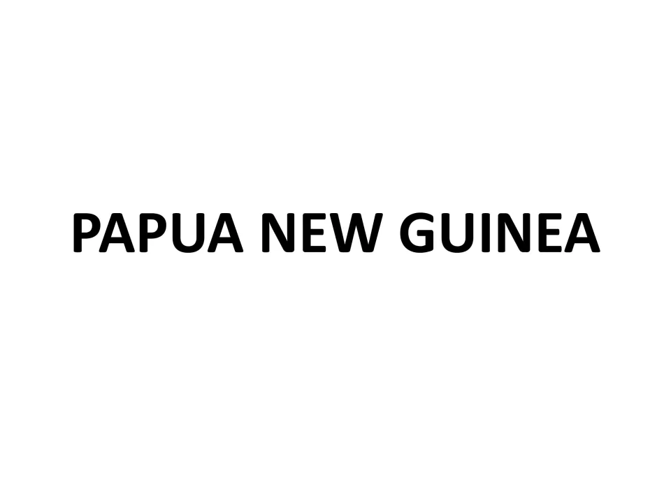 Title page reading PAPUA NEW GUINEA in bold capitals, opening a set of outline and labeled country maps