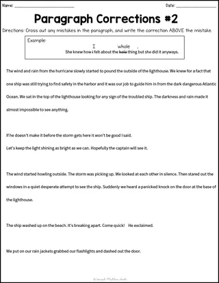 Paragraph Correction Worksheets – sample page 2
