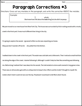 Paragraph Correction Worksheets – sample page 3