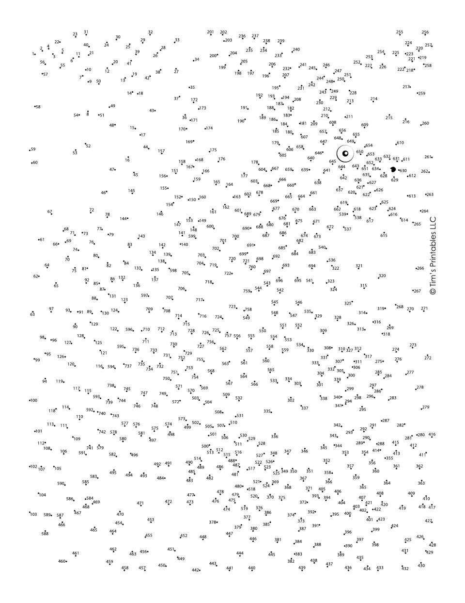 Parrot dot-to-dot puzzle: students connect about 760 numbered dots in order to reveal a parrot perched among leaves