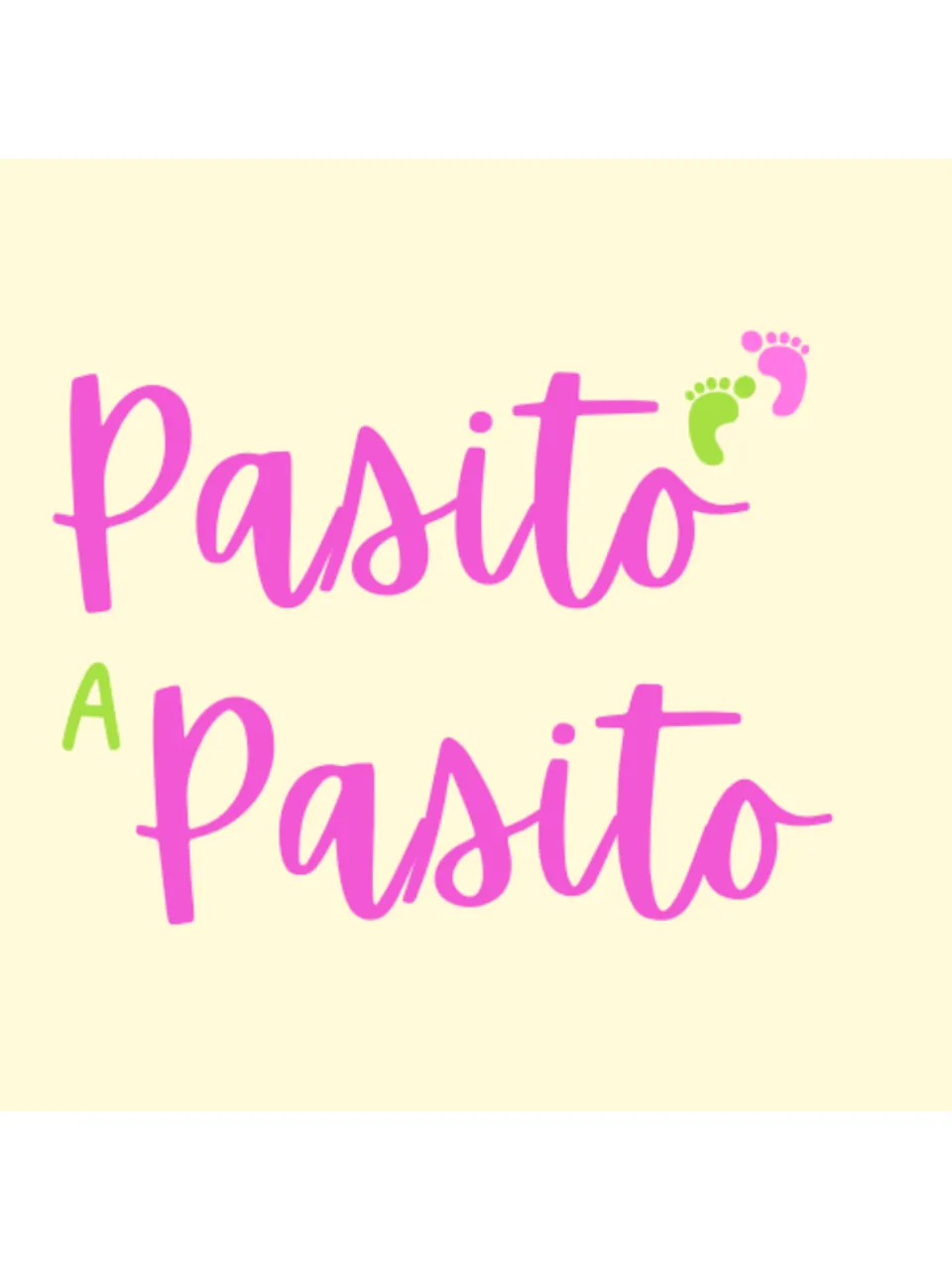 Pasito a Pasito logo in pink script with small footprints, the brand page for this Spanish vocabulary set