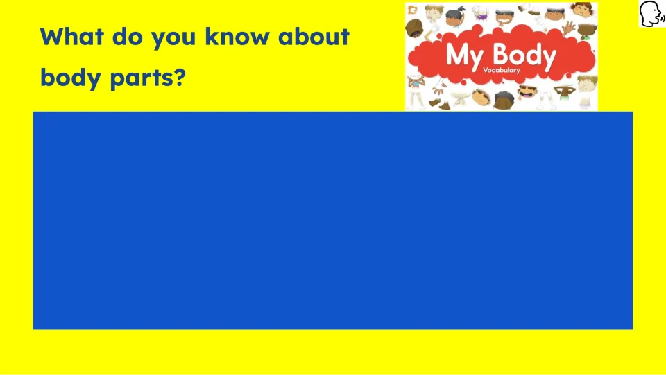 Background knowledge prompt asks, 'What do you know about body parts?' beside a My Body vocabulary image
