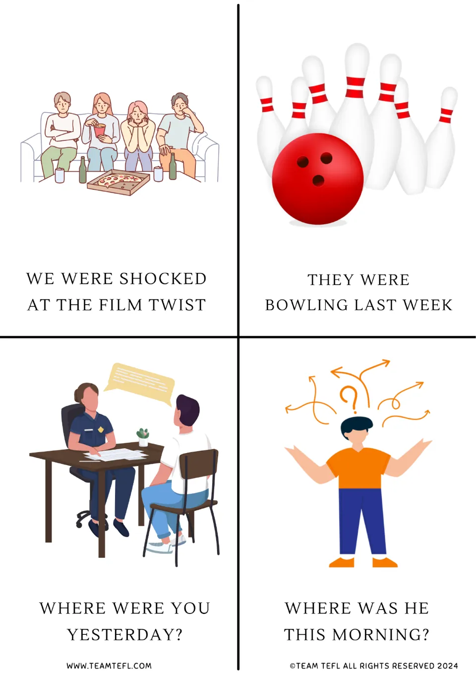 Was/were cards: friends shocked at a film twist, bowling pins, a police interview and where was he this morning?