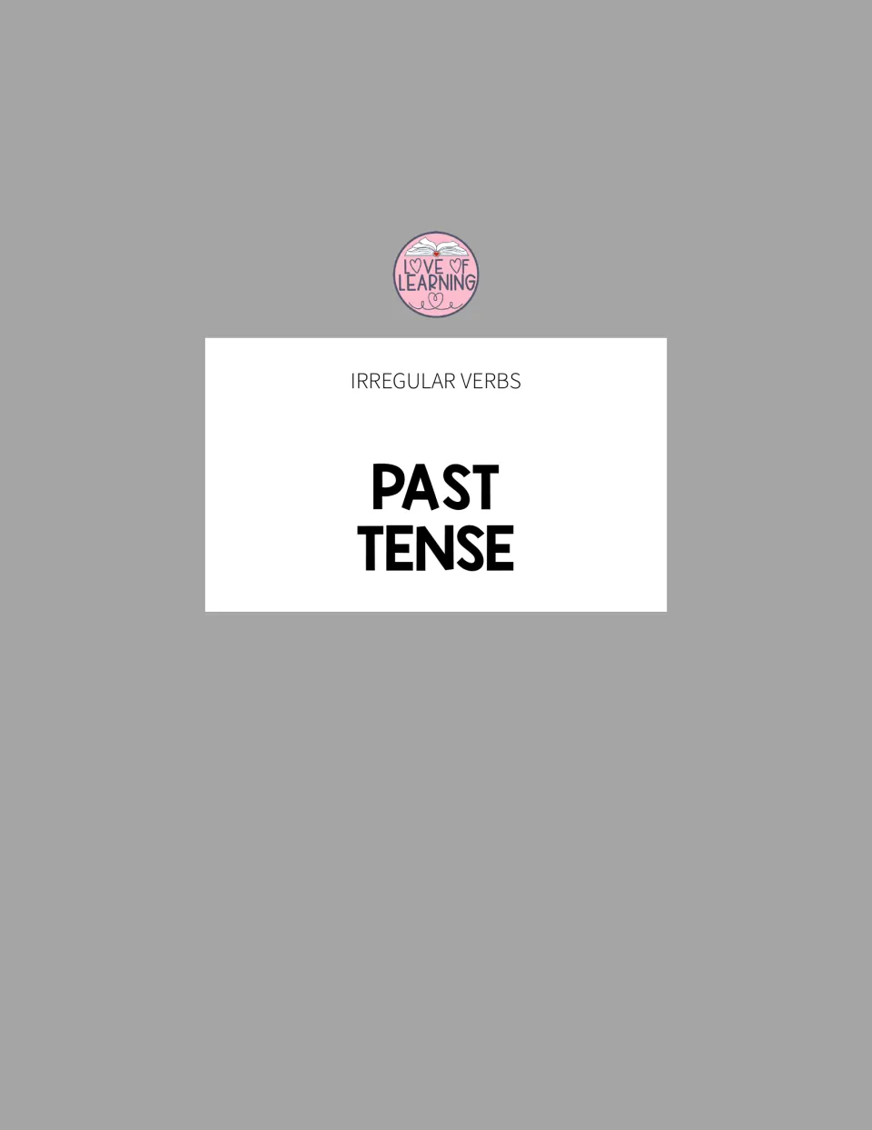 Section divider titled Past Tense under an Irregular Verbs label, opening the ocean animal drawing and writing pages