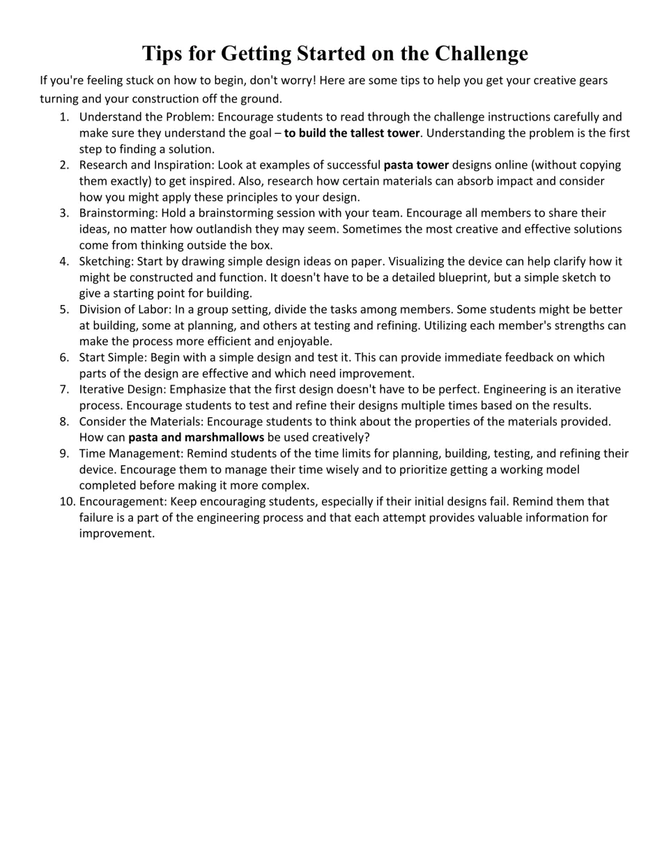 Tips for getting started: 10 pointers on brainstorming, sketching, dividing tasks, iterative design and managing time