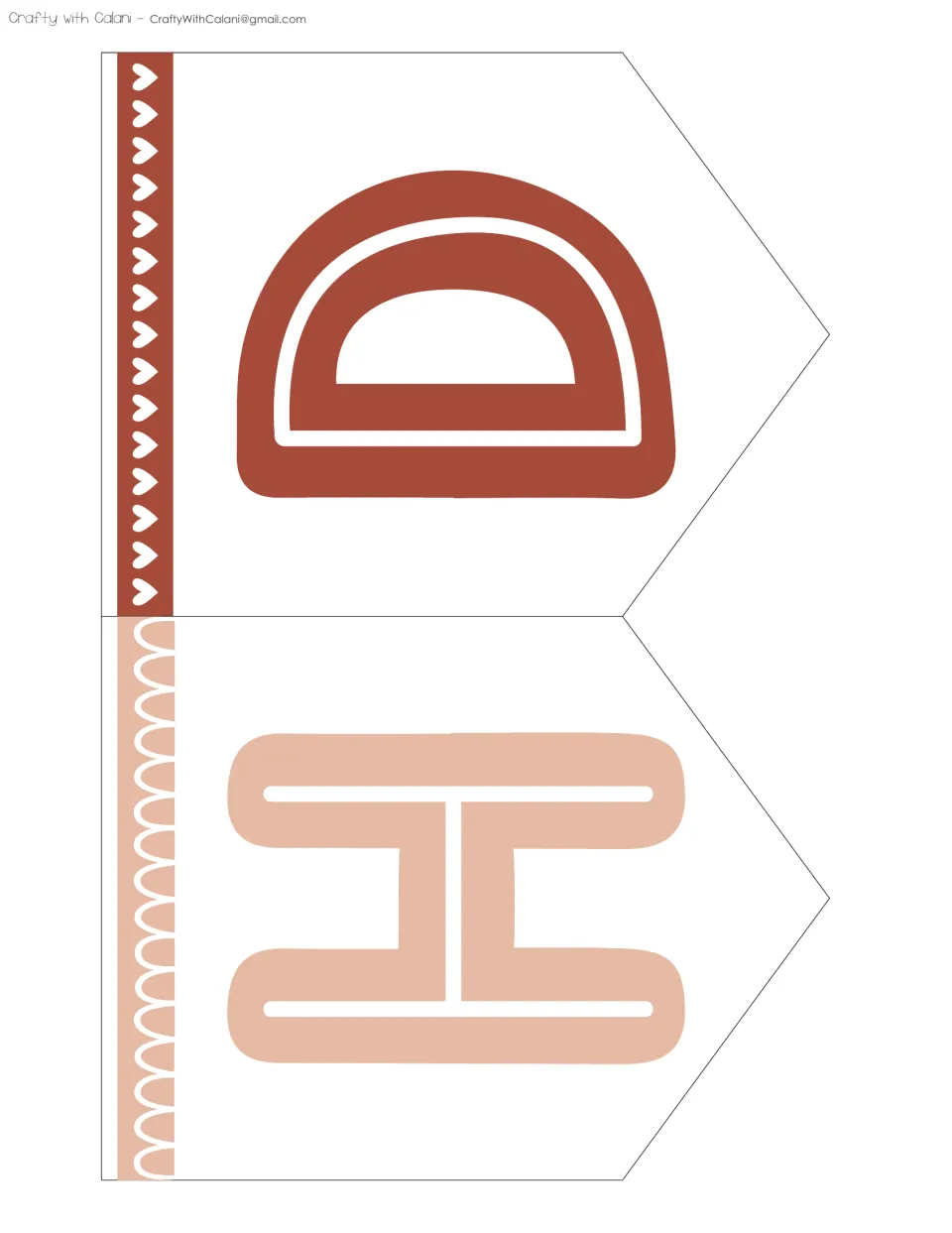 Birthday banner cutouts D and H, two letter pieces to cut out for the kit's “HAPPY BIRTHDAY” display title