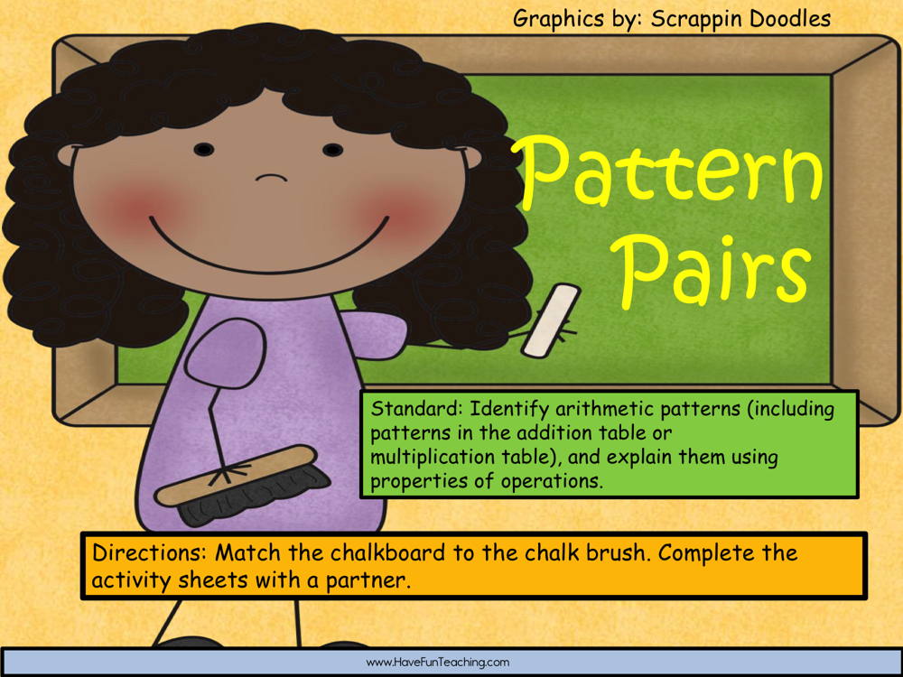 Pattern Pairs Arithmetic Patterns Activity by Teach Simple
