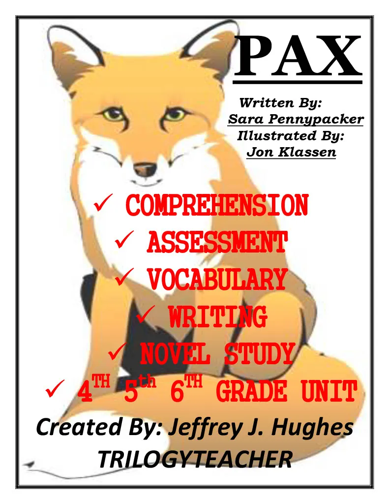 "Pax" Novel Study Unit – cover