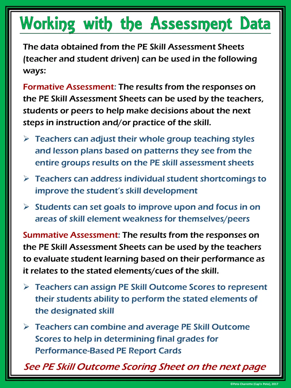 Assessment data guide explaining formative uses for instruction and practice and summative uses for grading