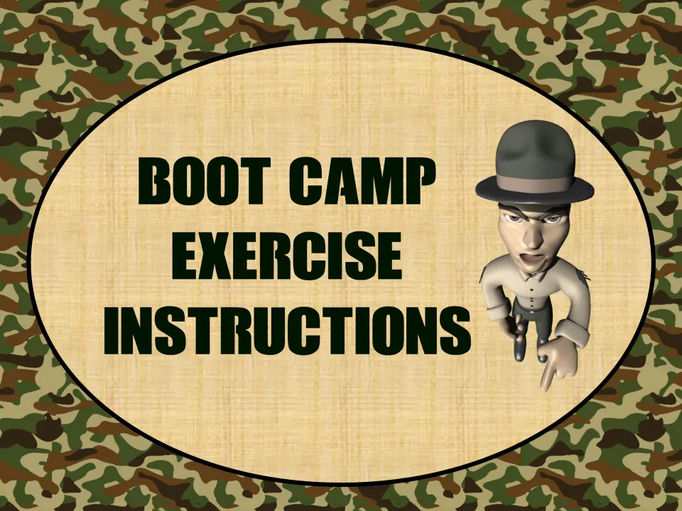 Exercise instruction section divider introduces the movement directions for the 20 fitness circuit cards