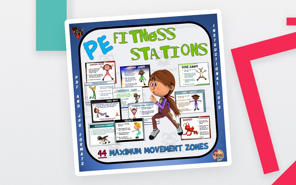PE Fitness Stations – 44 Movement Cards preview